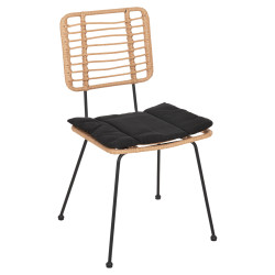 Καρεκλα εξ.χωρου allegra hm5454.11 μεταλλο&μαξιλαρι μαυρο-μπεζ wicker 50,5x49,5x88υεκ **