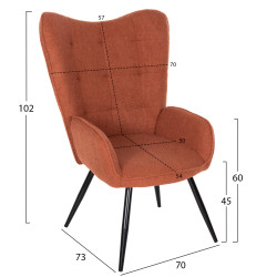 Πολυθρονα crawley με υποποδιο hm8918.22 υφασμα μπουκλε πορτοκαλι 70x74x105υεκ. **