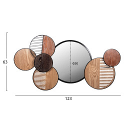 Καθρεπτησ τοιχου στρογγυλοσ davion hm4217 mdf-black metal 123x5x63υεκ. **