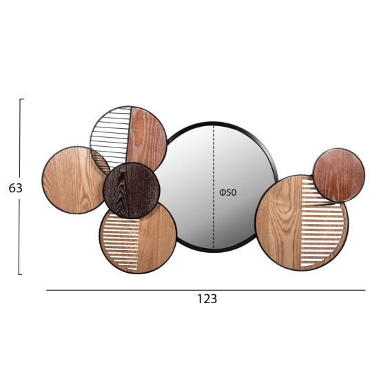 Καθρεπτησ τοιχου στρογγυλοσ davion hm4217 mdf-black metal 123x5x63υεκ. **