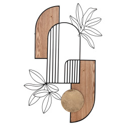 Διακοσμητικο τοιχου hm4218 ξυλο σε φυσικο-μαυρο μεταλλο 66x100υ εκ. **