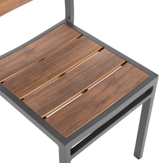 Καρεκλα αλουμινιου saga hm6063.02 σκουρο γκρι με polywood 46x52x86υεκ. **