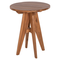 Τραπεζι στρογγυλο leo hm9859.11 μασιφ ξυλο τεακ σε φυσικο φ60x75υεκ. **