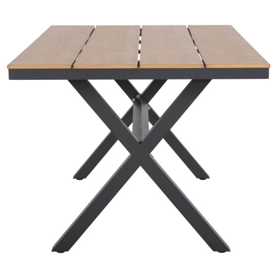 Τραπεζι αλουμινιου ορθογωνιο tawnee hm6037.01 ανθρακι-polywood φυσικο 150x89,5x73υ **