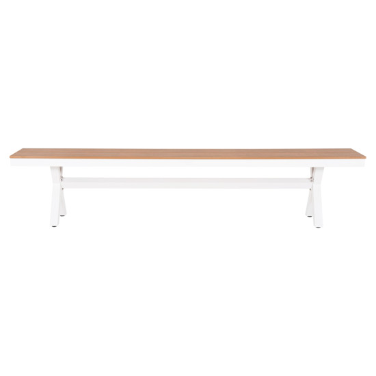 Παγκακι αλουμινιου tawnee hm6040.02 λευκο-polywood καθισμα φυσικο 220x36x44,5υεκ. **
