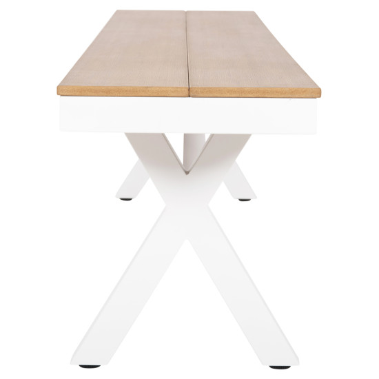 Παγκακι αλουμινιου tawnee hm6040.02 λευκο-polywood καθισμα φυσικο 220x36x44,5υεκ. **