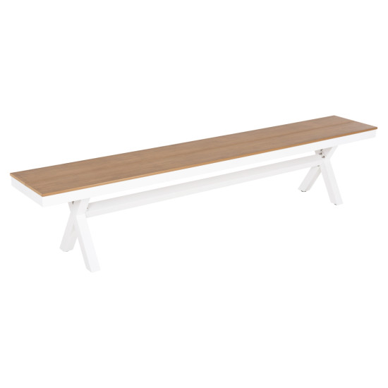 Παγκακι αλουμινιου tawnee hm6040.02 λευκο-polywood καθισμα φυσικο 220x36x44,5υεκ. **
