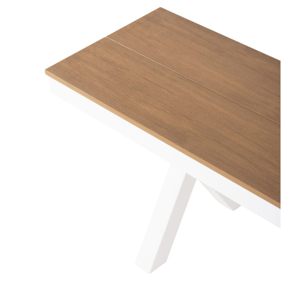 Παγκακι αλουμινιου tawnee hm6040.02 λευκο-polywood καθισμα φυσικο 220x36x44,5υεκ. **