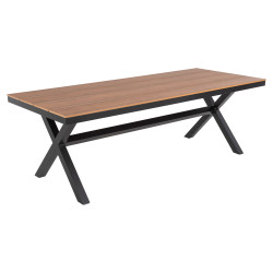 Τραπεζι αλουμινιου ορθογωνιο tawnee hm6039.01 ανθρακι-polywood φυσικο 219,5x89,5x73υ **