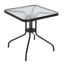Τραπεζι εξωτ.χωρου figo hm5036.03 μεταλλο μαυρο- γυαλινη επιφανεια 70χ70χ70υεκ **