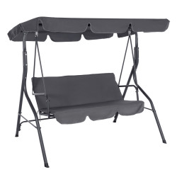 Κουνια 3θεσια με σκιαστρο likid hm5979.01 μεταλλικη γκρι χρωμα 174x110x159-200υεκ. **