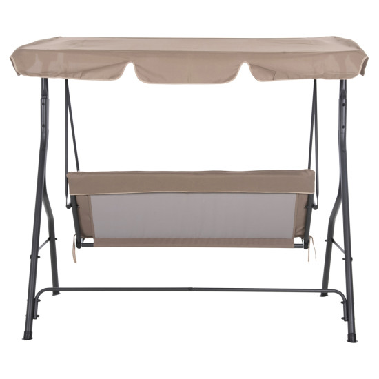 Κουνια 3θεσια με σκιαστρο likid hm5979.02 μεταλλο γκρι-καφε υφασμα 174x110x200υ **