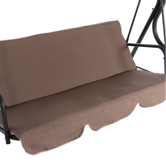 Κουνια 3θεσια με σκιαστρο likid hm5979.02 μεταλλο γκρι-καφε υφασμα 174x110x200υ **