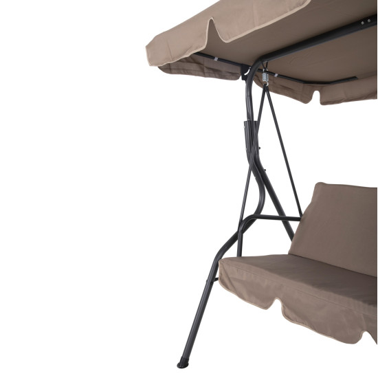 Κουνια 3θεσια με σκιαστρο likid hm5979.02 μεταλλο γκρι-καφε υφασμα 174x110x200υ **