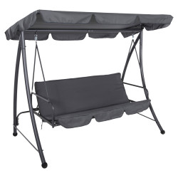 Κουνια-κρεβατι 3θεσια με σκιαστρο likid hm5980.01 μεταλλο&υφασμα γκρι 200x120x164υεκ. **