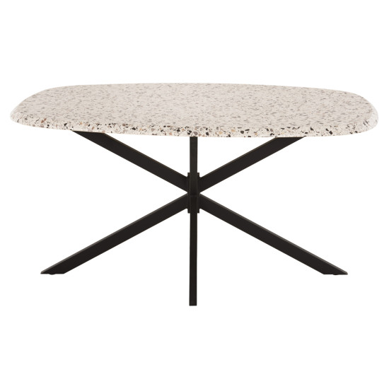 Τραπεζι οβαλ rodden hm11903.03 με werzalit terrazzo-μαυρη χιαστι βαση 146x94x75υεκ **