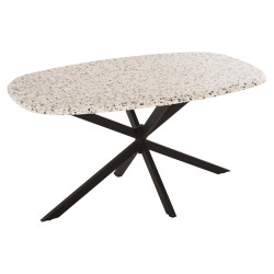 Τραπεζι οβαλ rodden hm11903.03 με werzalit terrazzo-μαυρη χιαστι βαση 146x94x75υεκ **