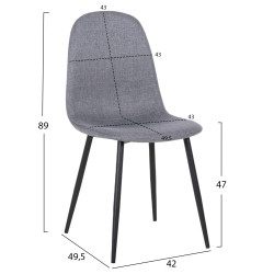 ΚΑΡΕΚΛΑ LEONARDO HM00100.26 ΥΦΑΣΜΑ ΓΚΡΙ & ΜΑΥΡΑ ΜΕΤΑΛ. ΠΟΔΙΑ 42x49,5x89Υεκ. - 4τεμ ** ΚΑΡΕΚΛΑ LEONARDO HM00100.26 ΥΦΑΣΜΑ ΓΚΡΙ & ΜΑΥΡΑ ΜΕΤΑΛ. ΠΟΔΙΑ 42x49,5x89Υεκ. - 4τεμ **