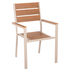 Πολυθρονα αλουμινιου saga hm5981.04 σαμπανι-polywood σε φυσικο 55x55x86υεκ. **