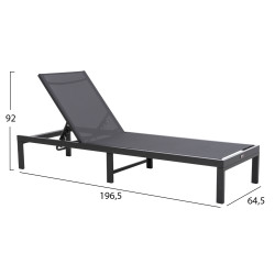 Ξαπλωστρα αλουμινιου thatcher hm5983.03 ανθρακι σκελετοσ & textilene 196,5x64,5x92υεκ **