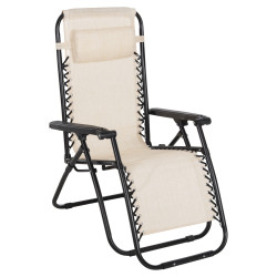 ΠΟΛΥΘΡΟΝΑ RELAX COMPANION HM5095.12 ΜΠΕΖ TEXTILENE-ΜΑΥΡΟ ΜΕΤΑΛΛΟ 67x145x110Υεκ. - 2τεμ **