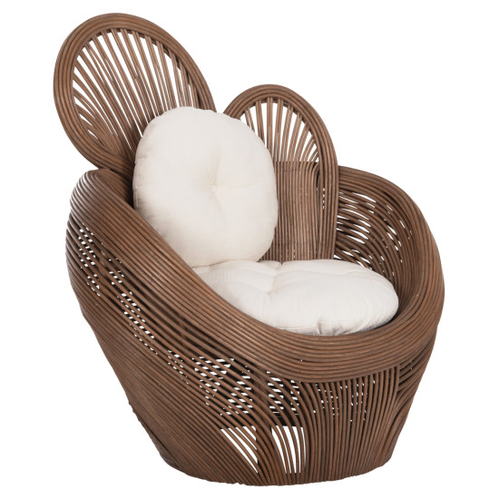 Πολυθρονα circe hm9883 rattan καφε-μαξιλαρια εκρου 100x74x112,5υεκ. **