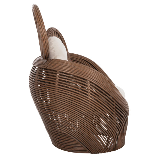 Πολυθρονα circe hm9883 rattan καφε-μαξιλαρια εκρου 100x74x112,5υεκ. **