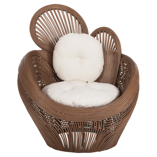 Πολυθρονα circe hm9883 rattan καφε-μαξιλαρια εκρου 100x74x112,5υεκ. **