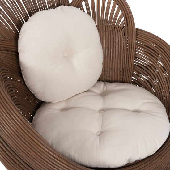 Πολυθρονα circe hm9883 rattan καφε-μαξιλαρια εκρου 100x74x112,5υεκ. **