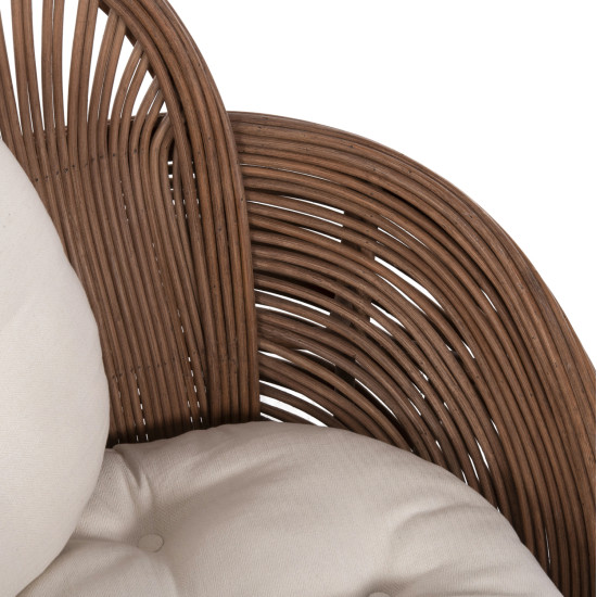 Πολυθρονα circe hm9883 rattan καφε-μαξιλαρια εκρου 100x74x112,5υεκ. **