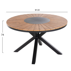 Τραπεζι στρογγυλο εξ.χωρου moril hm6041.01 αλουμινιο ανθρακι-polywood φυσικο φ120εκ. **