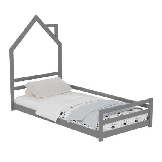 Κρεβατι παιδικο houser hm676.05 τ.montessori ξυλο πευκο γκρι- 190x90εκ **