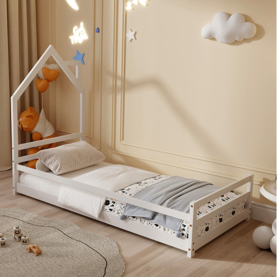 Κρεβατι παιδικο houser hm676.03 τ.montessori ξυλο πευκο λευκο- 190x90εκ **