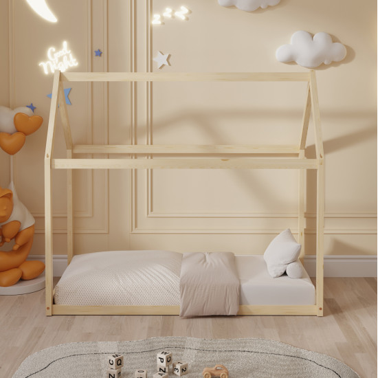 Κρεβατι παιδικο pepe hm677.01 τ.montessori ξυλο πευκο φυσικο- 190x90εκ **