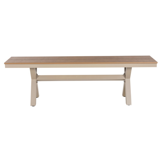 Παγκακι αλουμινιου tawnee hm6038.04 σαμπανι-polywood καθισμα φυσικο 150x36x45υεκ. **