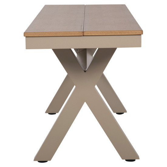 Παγκακι αλουμινιου tawnee hm6038.04 σαμπανι-polywood καθισμα φυσικο 150x36x45υεκ. **