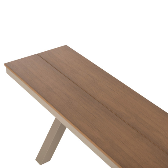 Παγκακι αλουμινιου tawnee hm6038.04 σαμπανι-polywood καθισμα φυσικο 150x36x45υεκ. **