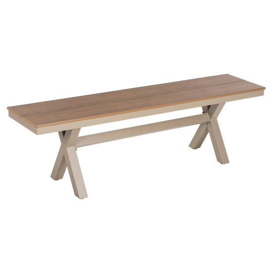 Παγκακι αλουμινιου tawnee hm6038.04 σαμπανι-polywood καθισμα φυσικο 150x36x45υεκ. **