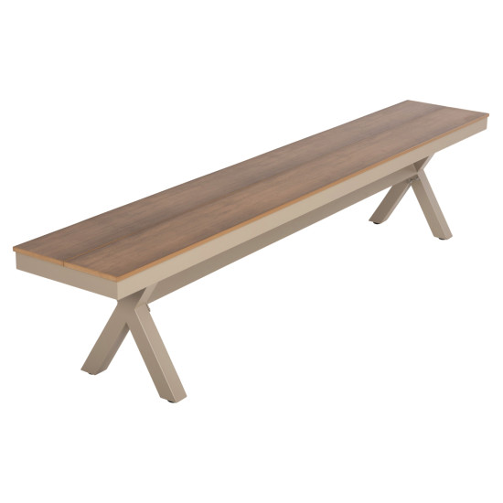 Παγκακι αλουμινιου tawnee hm6040.04 σαμπανι-polywood καθισμα φυσικο 220x36x44,5υεκ. **