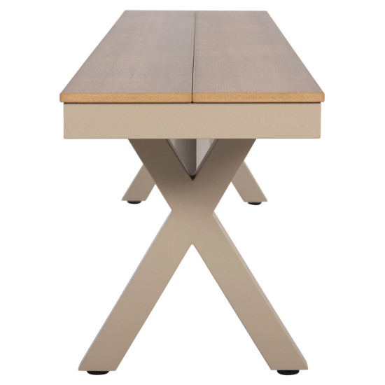 Παγκακι αλουμινιου tawnee hm6040.04 σαμπανι-polywood καθισμα φυσικο 220x36x44,5υεκ. **
