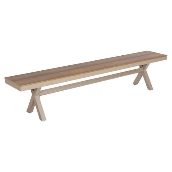 Παγκακι αλουμινιου tawnee hm6040.04 σαμπανι-polywood καθισμα φυσικο 220x36x44,5υεκ. **