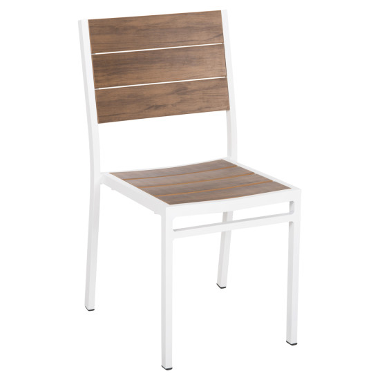 Καρεκλα αλουμινιου saga hm6063.01 λευκη με polywood 46x52x86υεκ. **