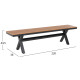 Παγκακι αλουμινιου tawnee hm6040.01 ανθρακι-polywood καθισμα φυσικο 220x36x44,5υεκ. **