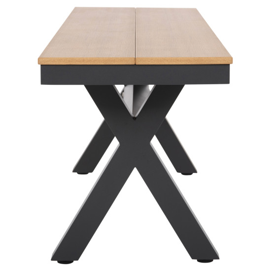 Παγκακι αλουμινιου tawnee hm6040.01 ανθρακι-polywood καθισμα φυσικο 220x36x44,5υεκ. **