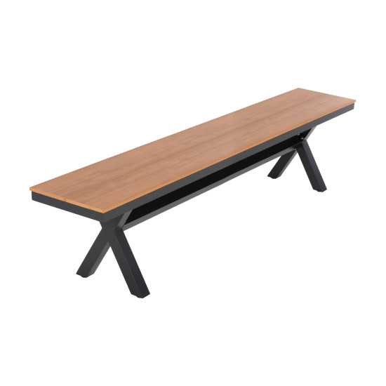 Παγκακι αλουμινιου tawnee hm6040.01 ανθρακι-polywood καθισμα φυσικο 220x36x44,5υεκ. **