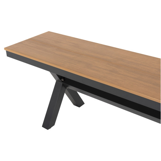 Παγκακι αλουμινιου tawnee hm6040.01 ανθρακι-polywood καθισμα φυσικο 220x36x44,5υεκ. **