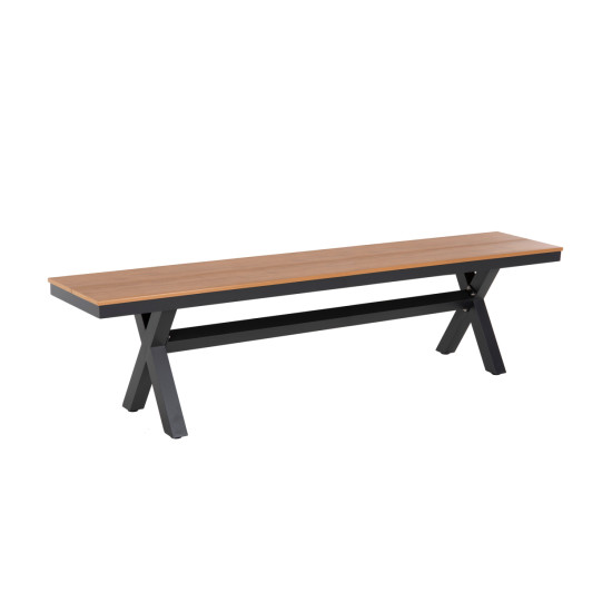Παγκακι αλουμινιου tawnee hm6040.01 ανθρακι-polywood καθισμα φυσικο 220x36x44,5υεκ. **