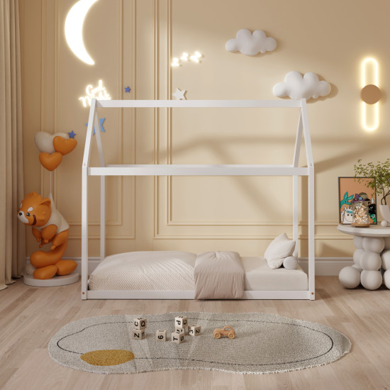 Κρεβατι παιδικο pepe hm677.03 τ.montessori ξυλο πευκο λευκο- 190x90εκ **