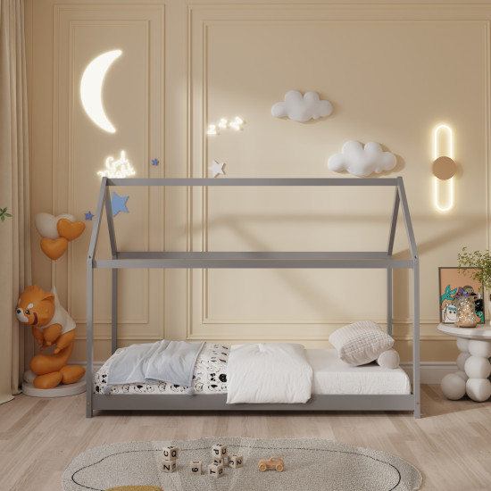 Κρεβατι παιδικο pepe hm678.05 τ.montessori ξυλο πευκο γκρι- 140x70εκ **