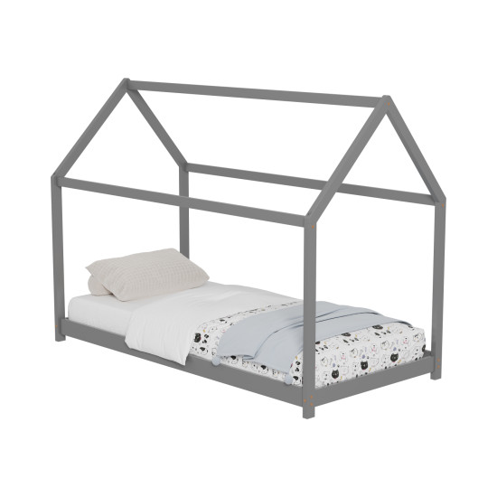 Κρεβατι παιδικο pepe hm678.05 τ.montessori ξυλο πευκο γκρι- 140x70εκ **